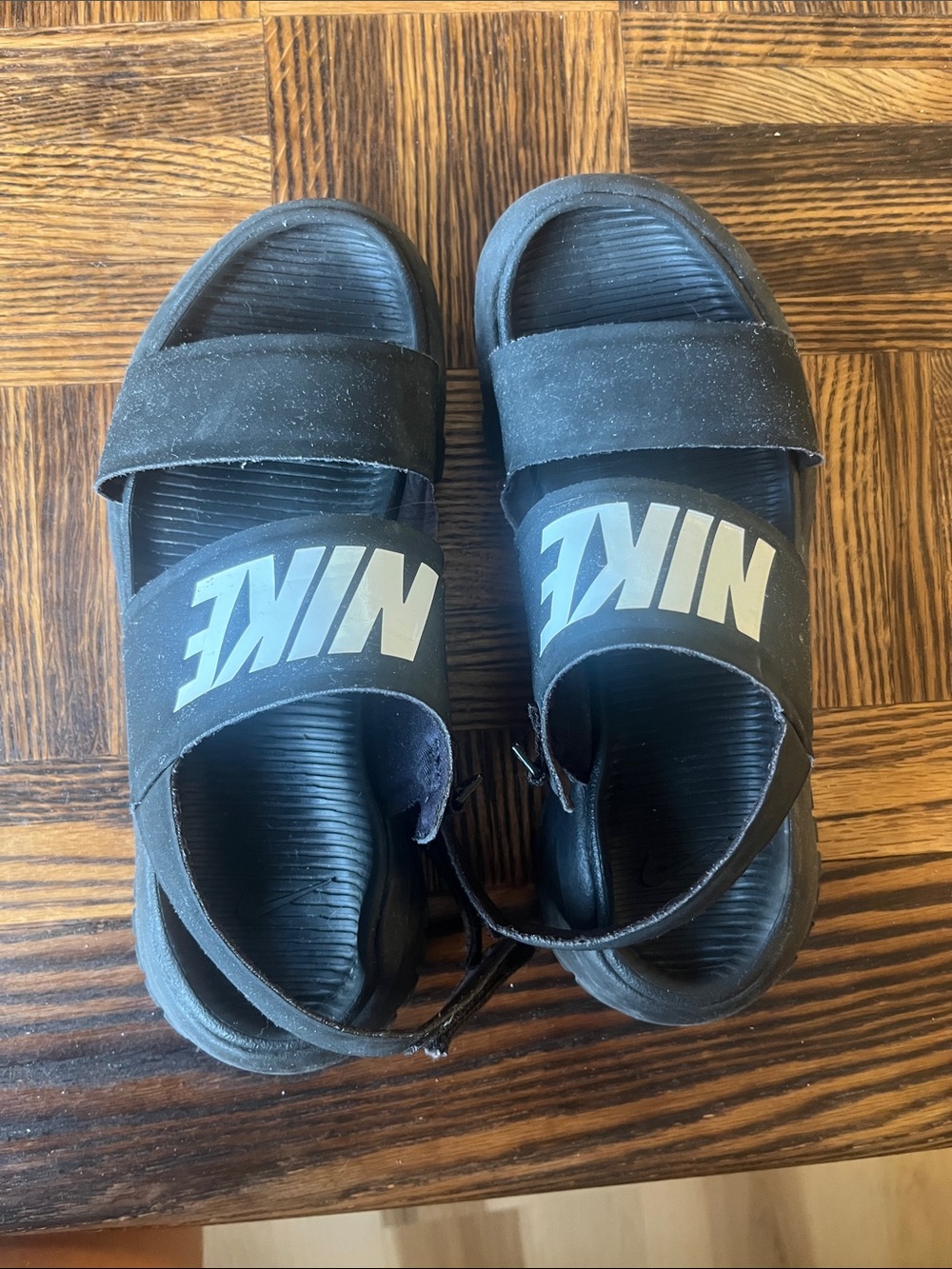 Women’s Nike Black Slide Sandals with White Logo